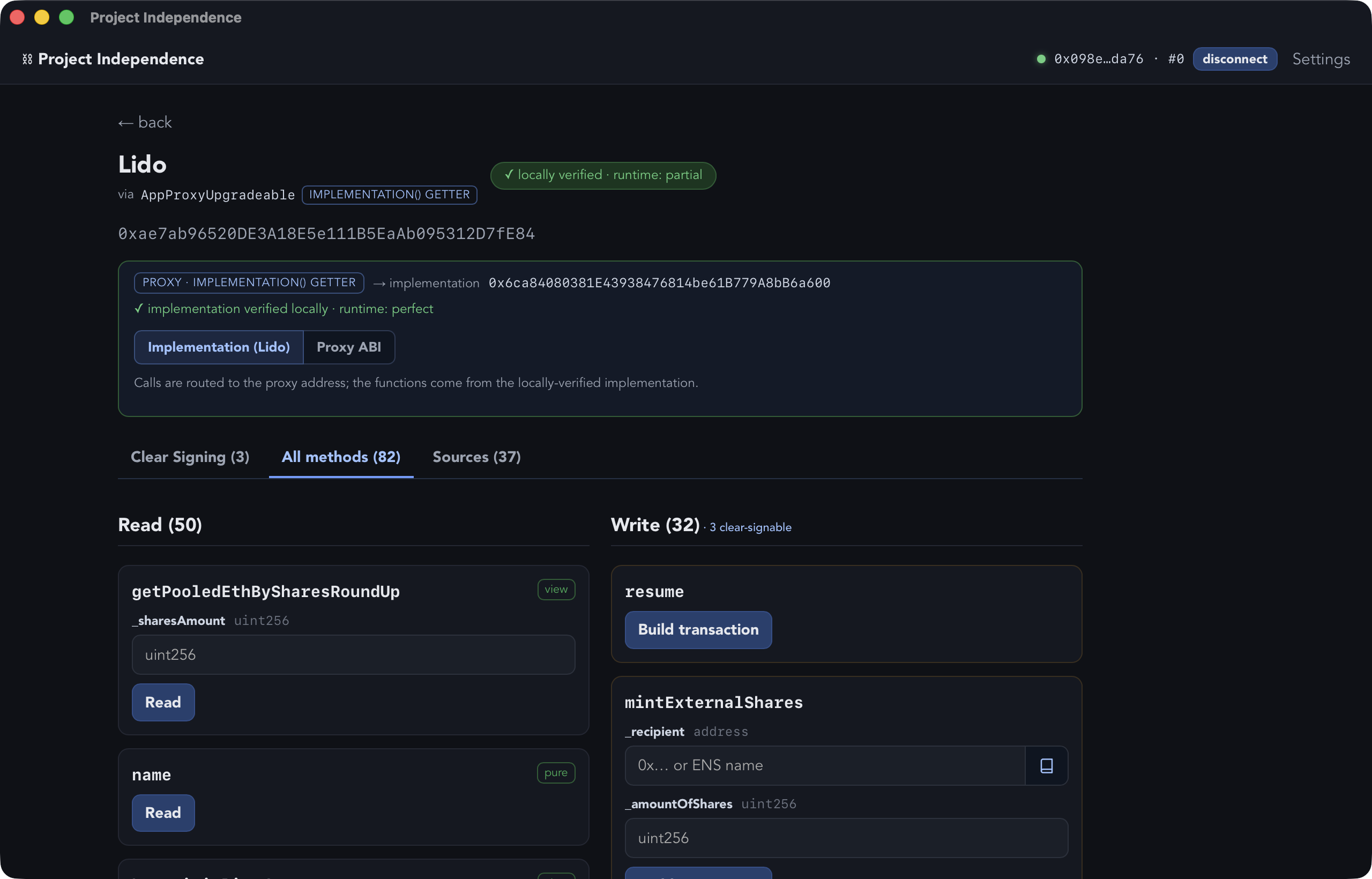 The classic explorer view: read and write method grids from the locally recompiled ABI